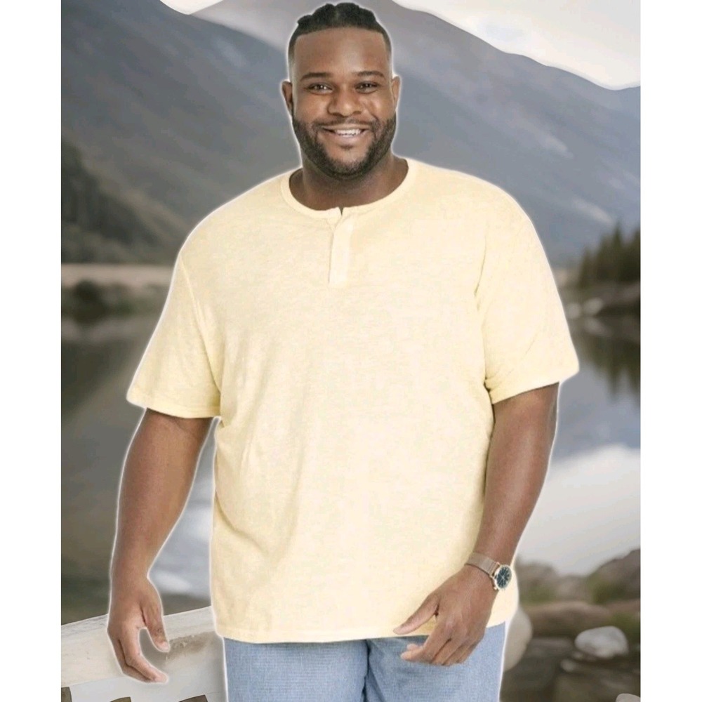 NWT Goodfellow & Co Men's Yellow Henley Shirt Size‎ Large